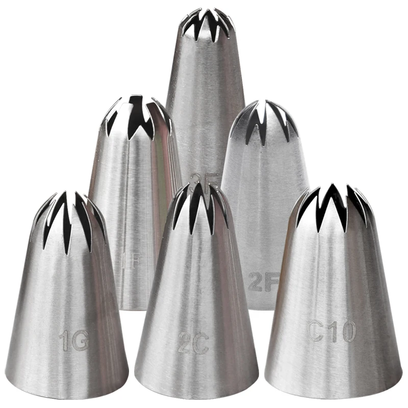 1G#2C#C10 Large Cream Nozzles Rose Flower Icing Piping Nozzle Cherry Blossoms Pastry Tips Cupcake Cookie Confectionery Cake Tool Cake Decorating Tip Set Cake Icing Nozzles Baking Nozzle Set Cake Decorating Nozzle Set Baking Supplies