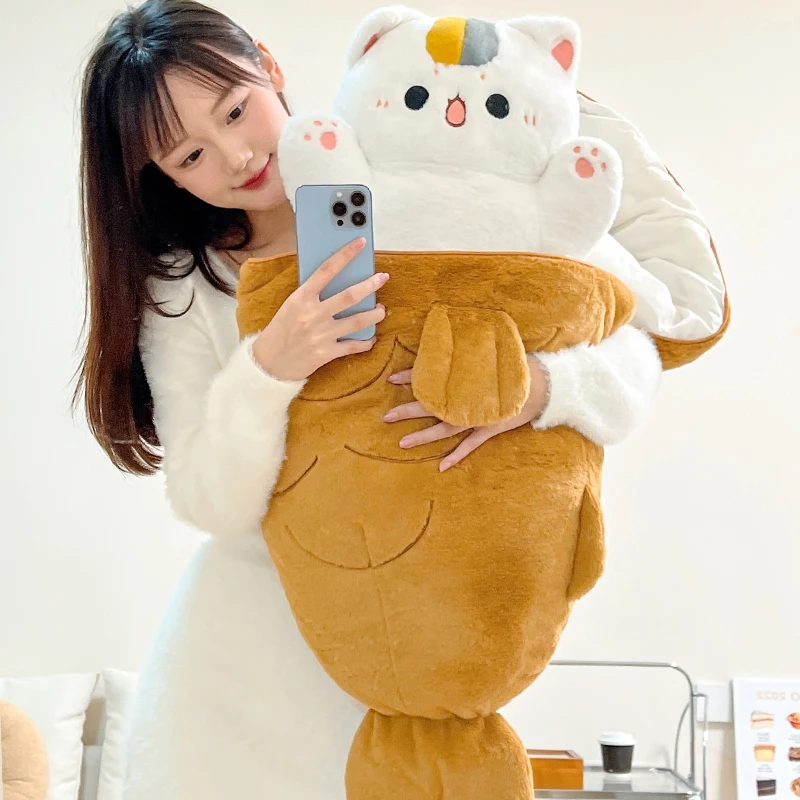 thumbnail image 1 of 80X45cm Kawaii Taiyaki Cat Plush Toy Rabbit Hiding in Carrot Dog in Big Bones Ferry Animals Plushie Throw Pillow For Kids Girl, 1 of 5