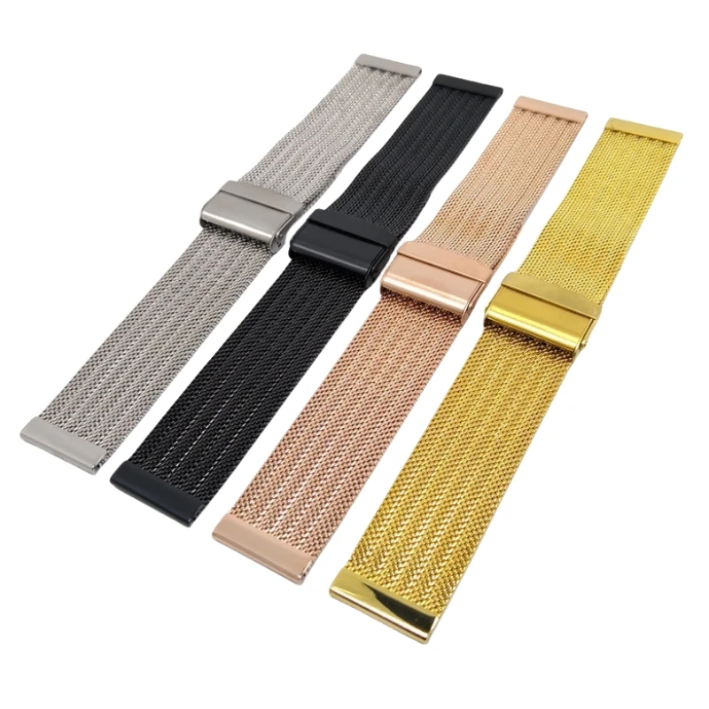 Elegant Stainless Steel Milanese Mesh Watch Strap - Quick Release Bracelet, 18mm, 20mm, 22mm Sizes