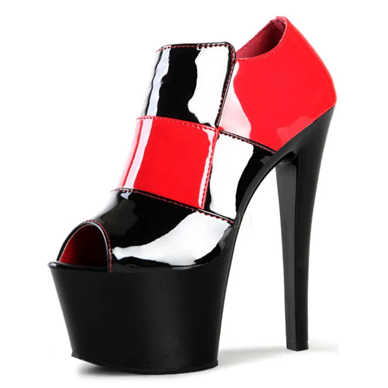

Matching color 17 cm sexy open-toe high heels, model runway show, stage performance with high dance shoes