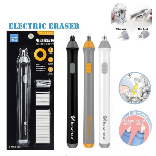 Tenwin Electric Eraser Pencil for Drawing Rubber Battery Operated with  Replacable Refills for Artists Sketch Student