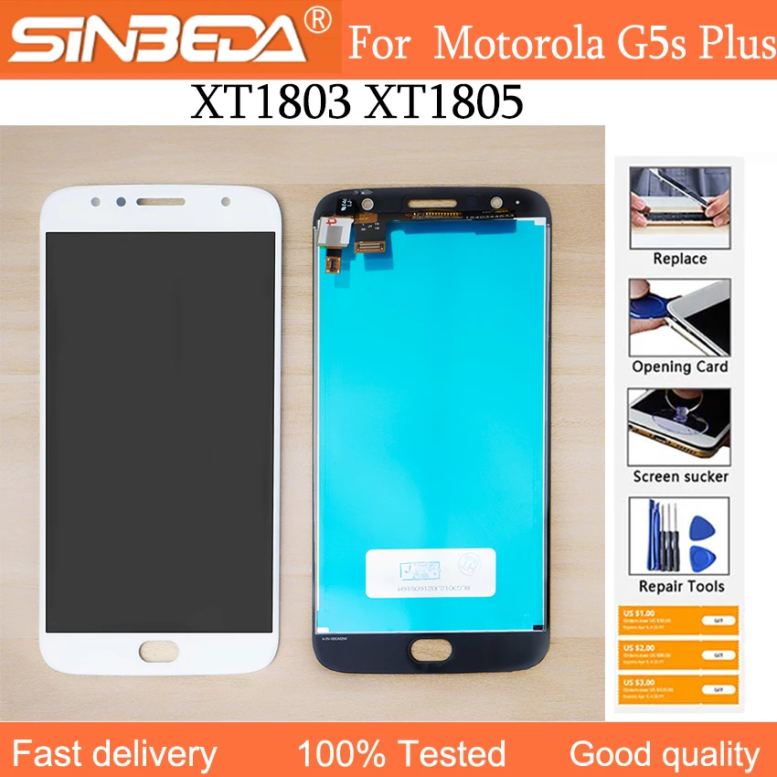 ЖК-дисплей 5,5 'AMOLED для Motorola Moto G5s Plus XT1803 XT1805, сенсорный экран с дигитайзером в сборе для Moto G5s Plus, ЖК-дисплей