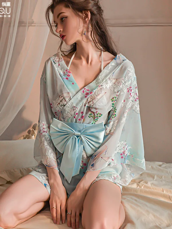 

Lingerie New Fashion Gentle Atmosphere Sexy Kimono Lace-up Hot Uniform Mature Charm Elegant Seductive Role-playing Dress MHYN