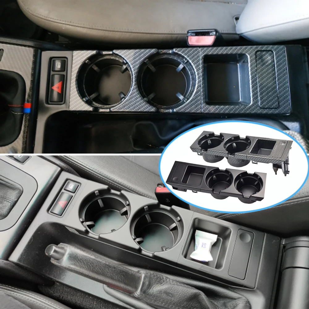 

Для BMW E46 серий 1999-2006 Новинка двойное отверстие Стайлинг автомобиля Передняя центральная консоль коробка для хранения монета + держатель чашки кронштейн 51168217953