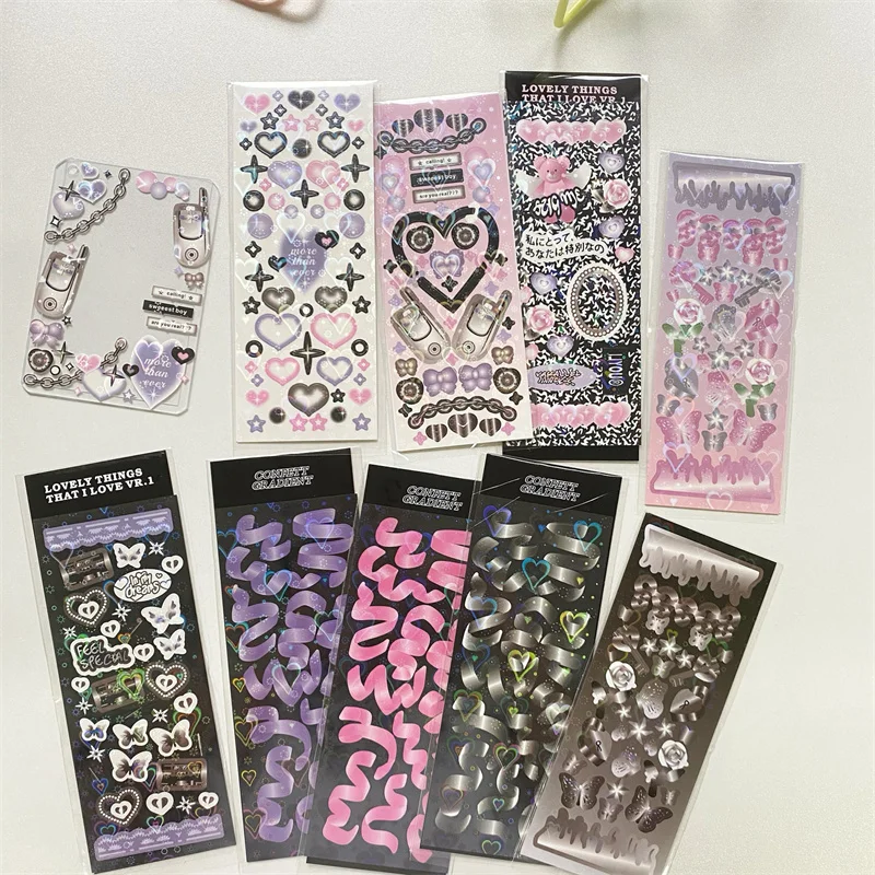 50-pcs-lot-creative-love-flower-ribbon-laser-stickers-cute-scrapbooking-diy-diary-decorative-sealing-sticker-album-stick-label