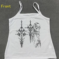 Y2k Style Esthétique Doux Sexy Débardeurs Femmes Sans Manches Décontracté Dessin Animé Imprimé Réservoirs Harajuku Tout Match Recadrée Grunge Emo Filles 3