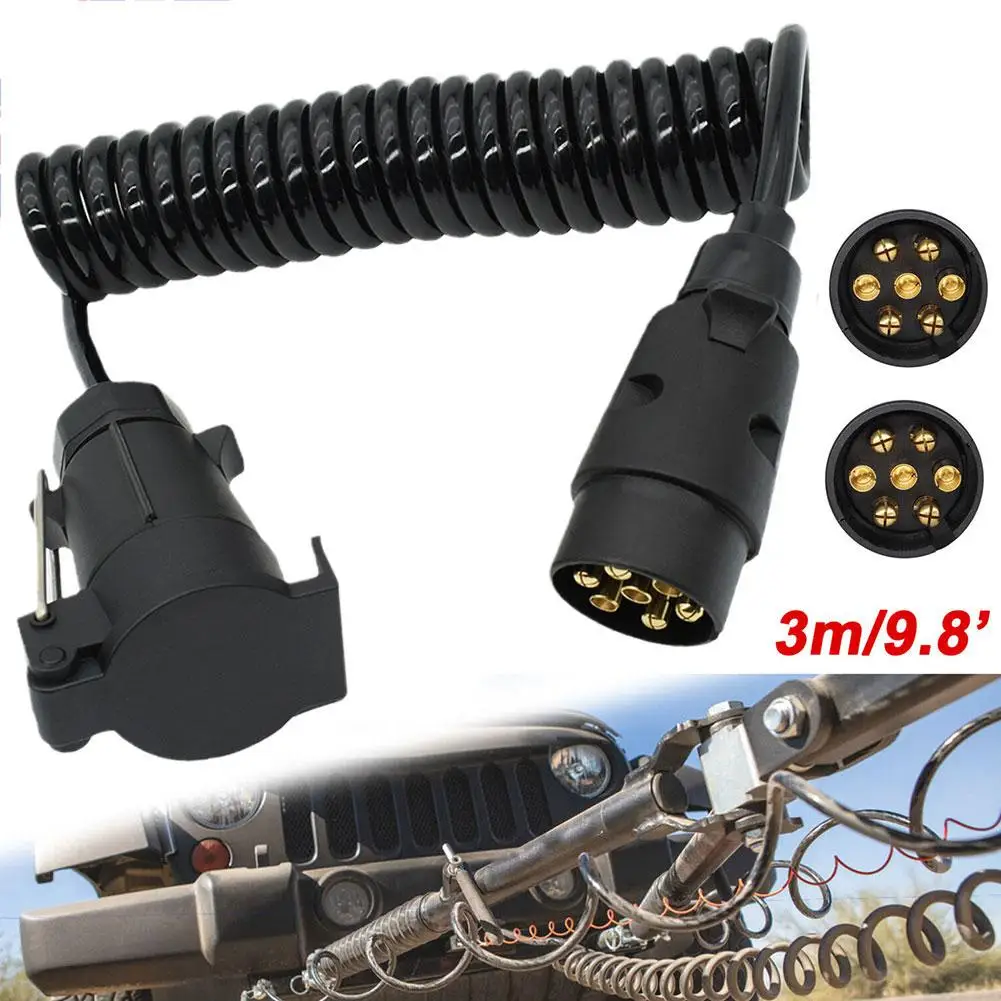 Trailer Plug Socket 7 Pin Trailer Truck Light Board Extension Cable Lead Male To Female Wire Plug Socket Wire Part Couplings Circuit Cable