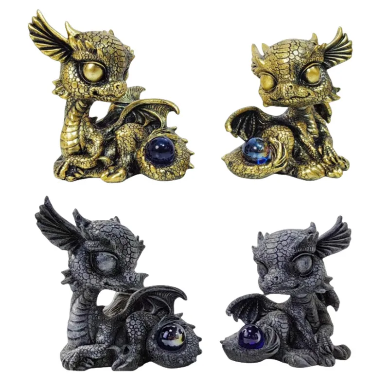 

Cartoon Dragon Sculptures and Statuettes Home Table Decoration Resin Animal Figurine Retro Statue Room Office Desk Accessories