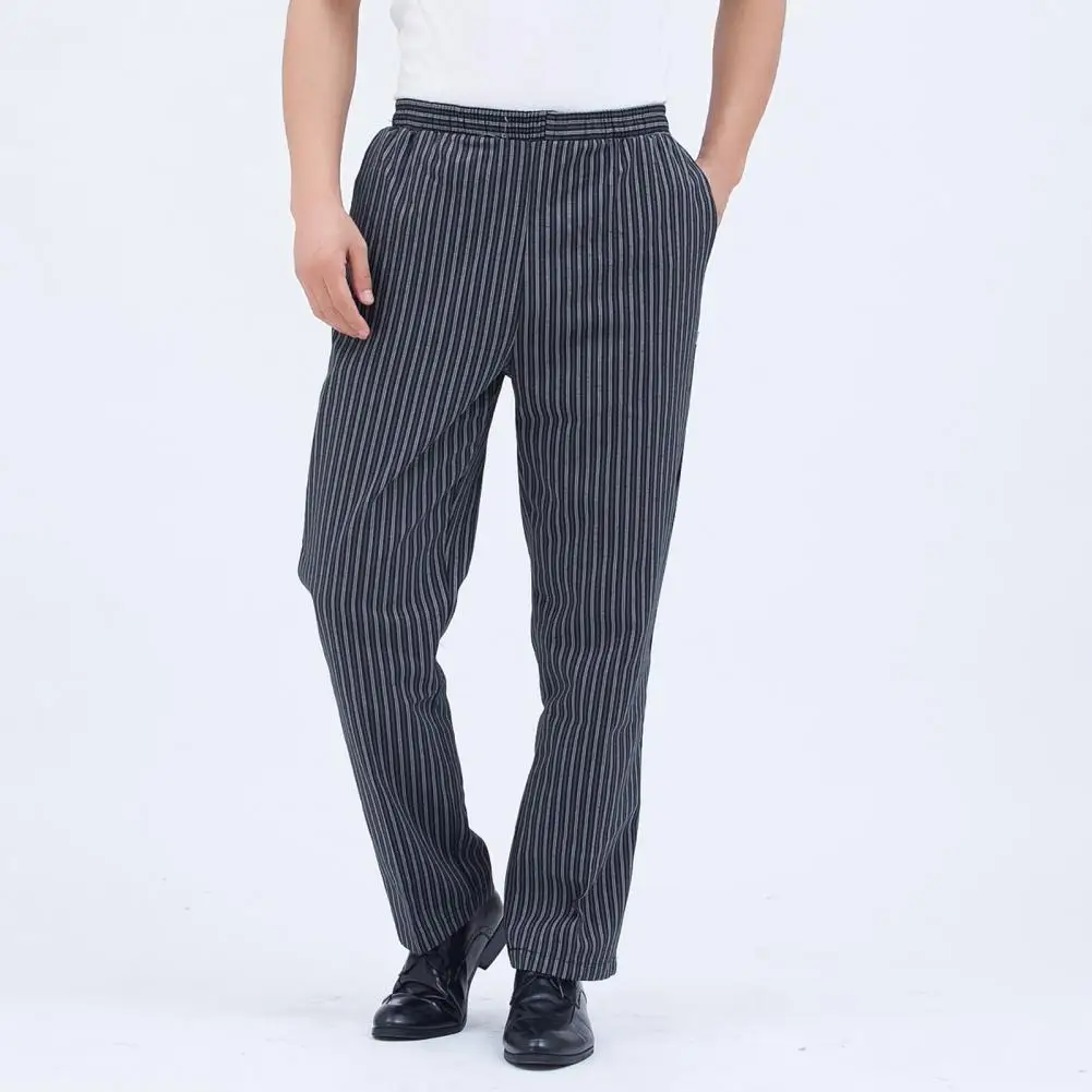 Restaurant Uniform Elastic Pants Unisex Chef Pants with Elastic Waist Breathable Fabric Secure Pockets for Restaurant Service