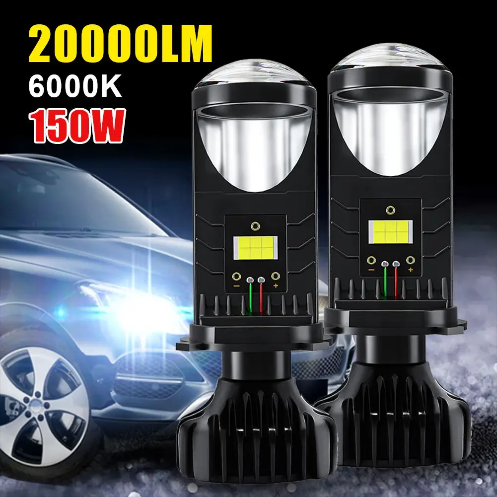 

150W/Pair Car Led Headlight 10-32V Mini Projector Lens LED Bulb 20000LM Super Bright High Low Beam Auto Spot Lights Accessories