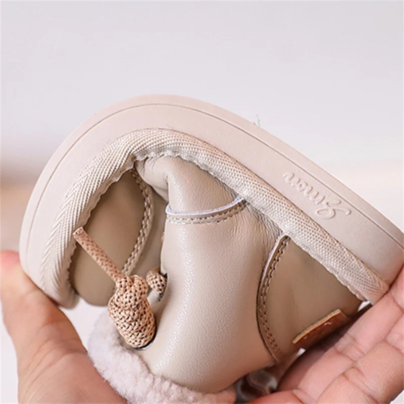 2023 Nuovo Inverno Bambino Per Ragazzi Pelle Caldo Peluche Bambine Scarpe Impermeabili Antiscivolo Moda Bambini Stivali da Neve_voghion.com