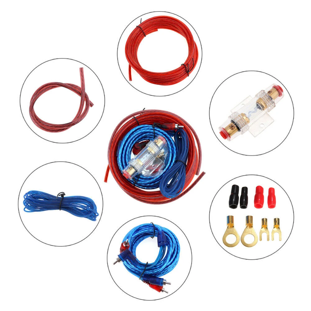 Audio speaker wiring kit 1500W 8GA car power amplifier 60 AMP fuse holder 18GA audio line auto vehicle parts