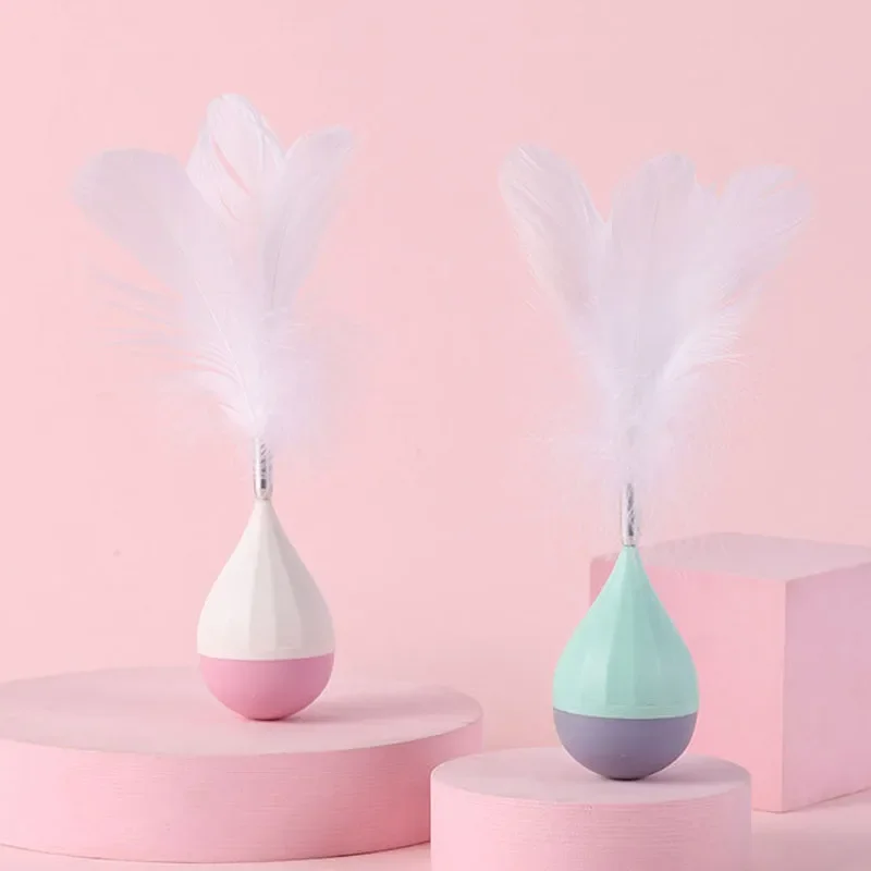 Cat Toy Tumbler Feather Teaser Toys For Cats Pet Playing Scratch Kitten Puzzle Interactive Toys Pet Cat Rolling