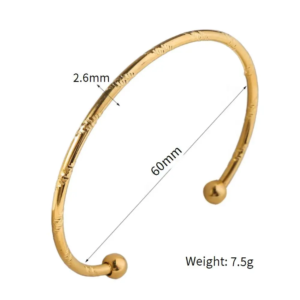 New Minimalist Embossed Open Stainless Steel Bangle Bracelet, Women's Wedding Jewelry Accessories, Festive Birthday Party Gifts 4