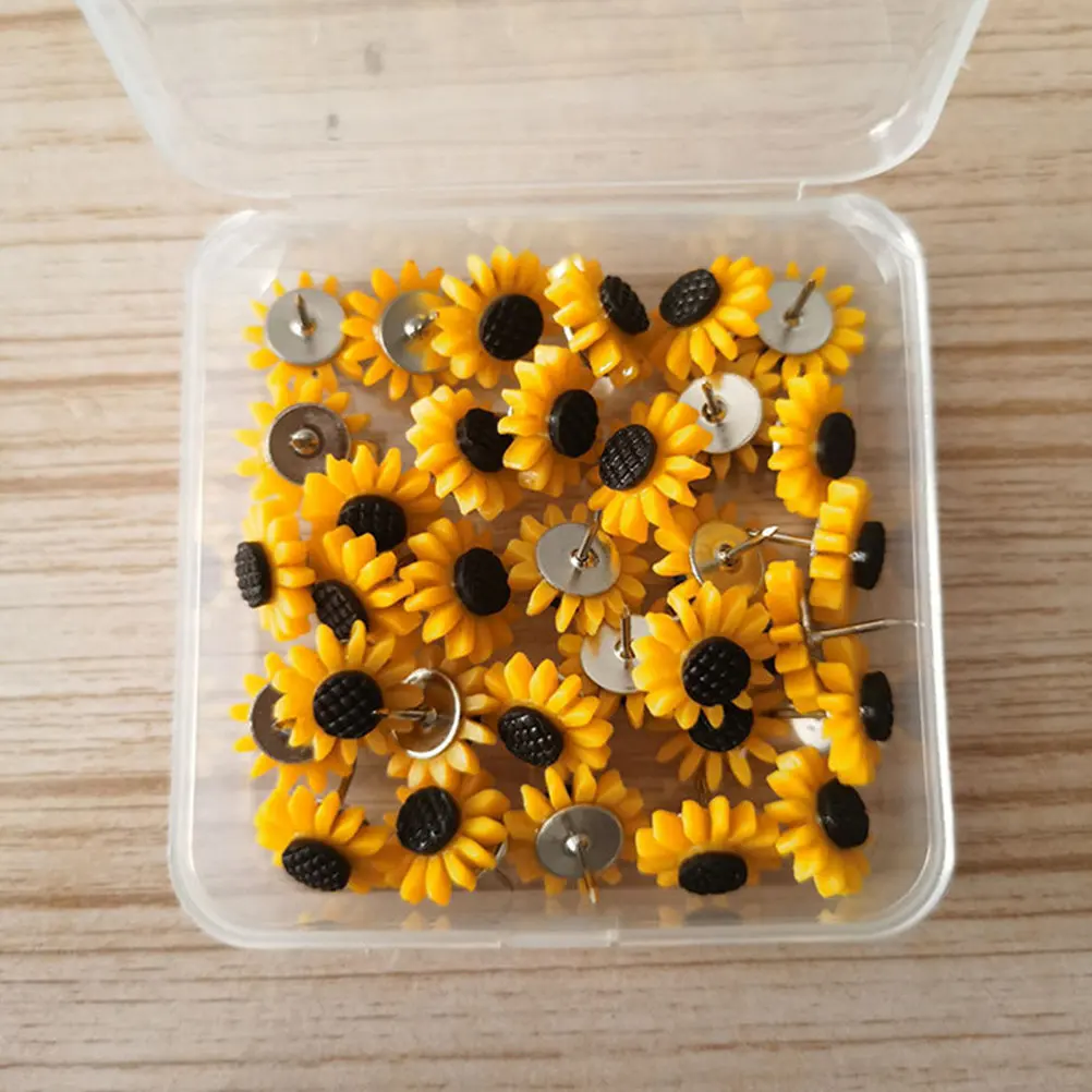 30Pcs 장 해바라기 푸시핀 다기능 써머핀 가정용 사무실 DIY 포스터 액세서리 다채로운 레진 철제