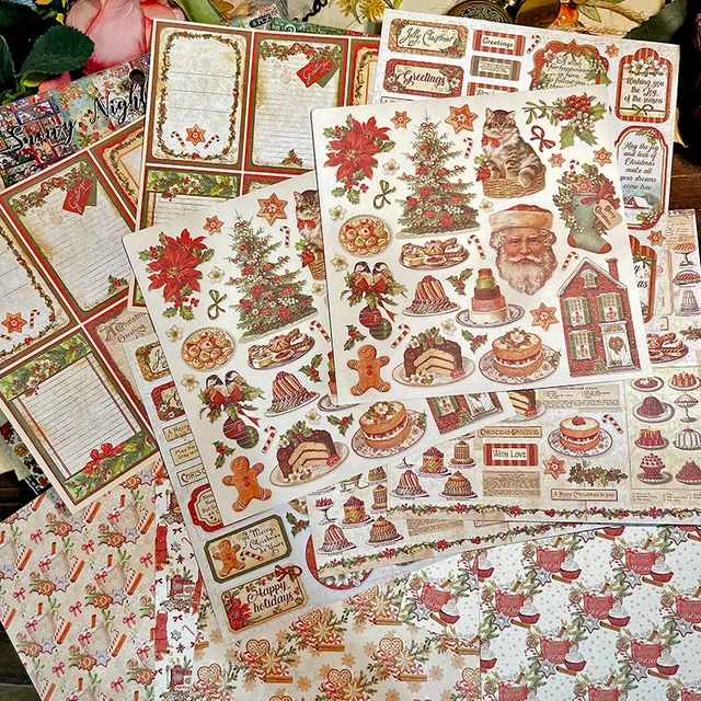 Christmas Sticker Scrapbooking, Vintage Scrapbooking Labels