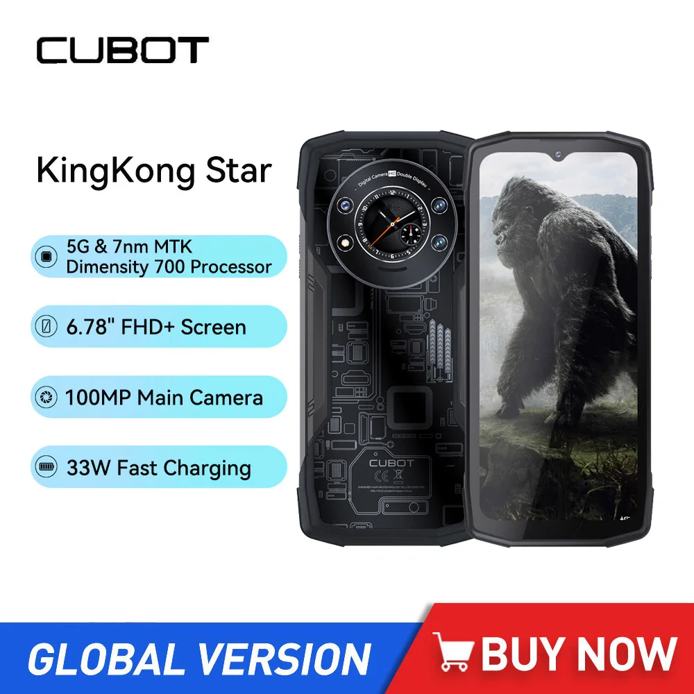 Cubot KingKong Star, IP68 Rugged Smartphone 5G, 24GB(12+12GB) RAM, 256GB  ROM, 10600mAh, 100MP Camera, 6.78 2K Screen, Octa-Core