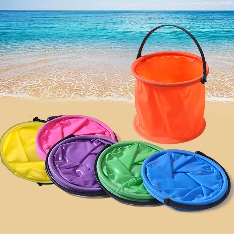 Beach Sand toys Play Bucket Toy Folding Collapsible Bucket Gardening Tool Outdoor Pool Play Tool Toy Kids Summer Water Fun