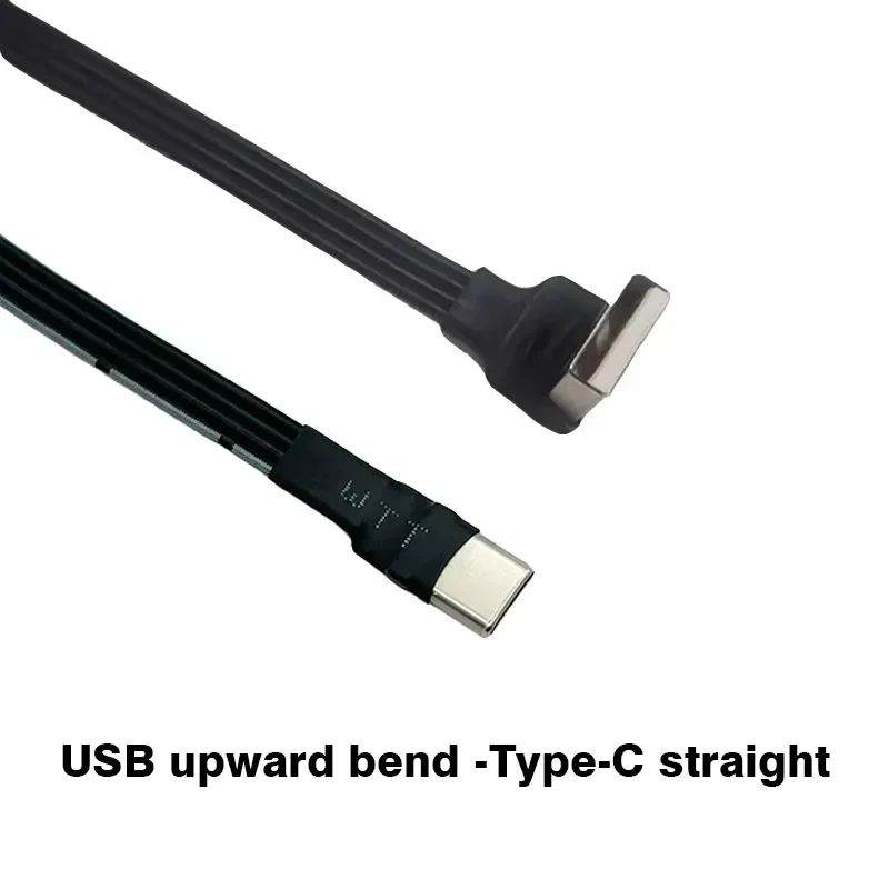 초박형 FPV 팔꿈치 USB - Type-C 충전 데이터 케이블 와이어 USB2.0 최대 90 각도 USB-C 연질 실리콘 유연한 케이블 5CM-100CM