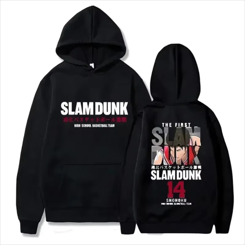 Anime Slam Dunk Wool Hoodies Casual Hooded Pullover Hip Hop Streetwear Sweatshirts Sakuragi Hanamichi Print Tops Autumn