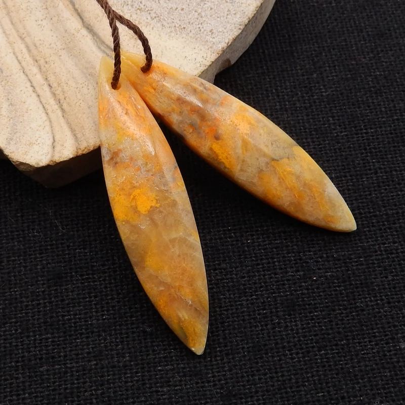 Semiprecious Natural Bumble Bee Stone Earring Bead DIY Jewelry Accessories For Women 40x10x4mm 5g