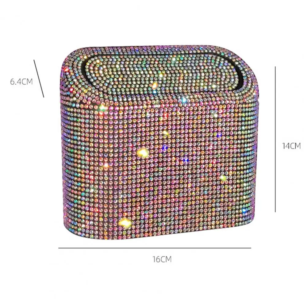Car Storage Bag Car Trash Can Glitter Trash Can Auto Supplies Storage Box Garbage Grabber Bling Rhinestone Interior Accessories Square Pressing Car Trash Bin