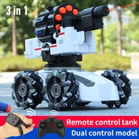 New 3in1 2.4G 4WD RC Tank Water Bomb Watch Gesture Sensing Off-road Drift Remote Control Tank With Music Light RC Car Kids Toys 1