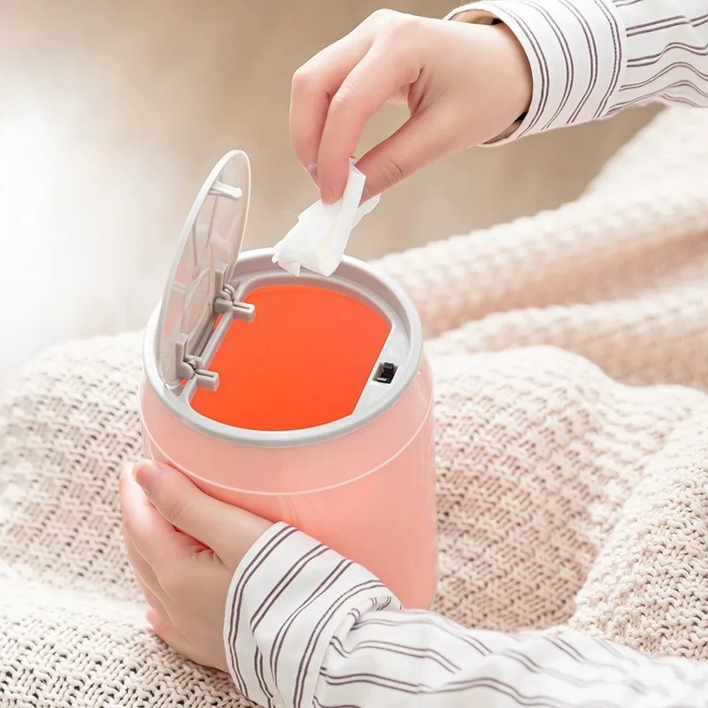New Creative Can Desktop Trash Can Home Press Type Elastic Lid Mini Bedside With Lid Storage Bin Kitchen Bathroom Garbage Basket