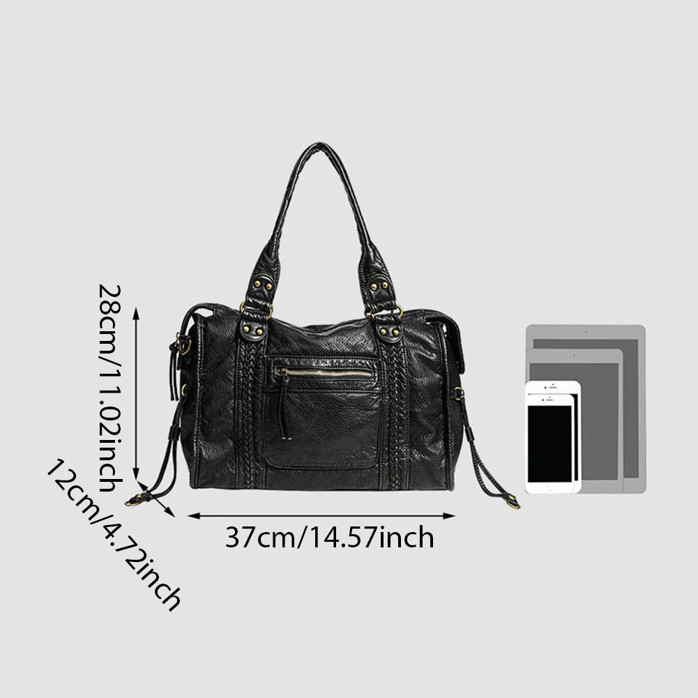 Retro Handbags Women Tote Bag Y2K PU Leather Shoulder Bag Large Crossbody Bags Female Travel Bag Casual Portable Shopper Bag