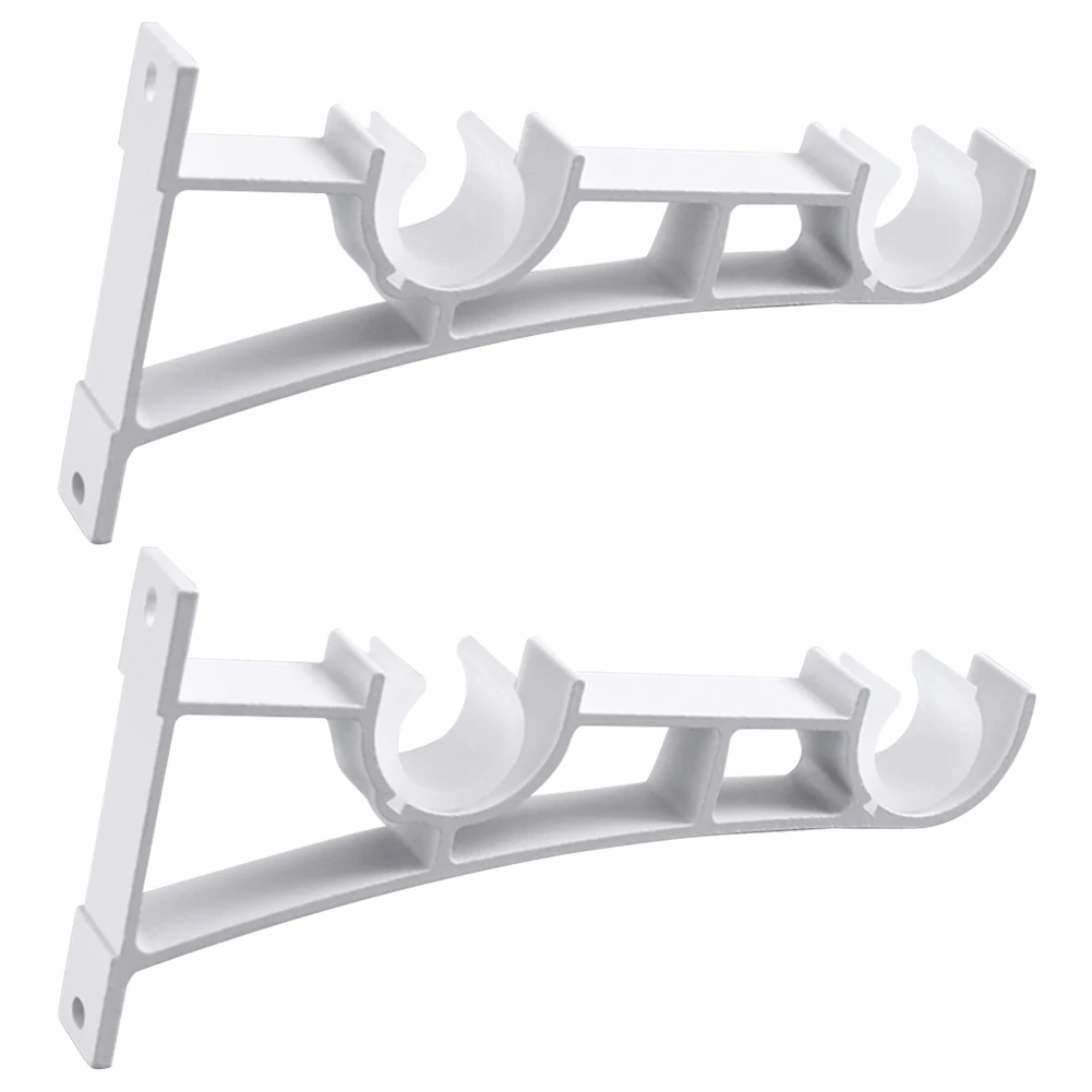 2 Pack Heavy Duty Curtain Rod Holders Aluminum Alloy Curtain Rod Hanging Hardware Double Brackets for Drapery