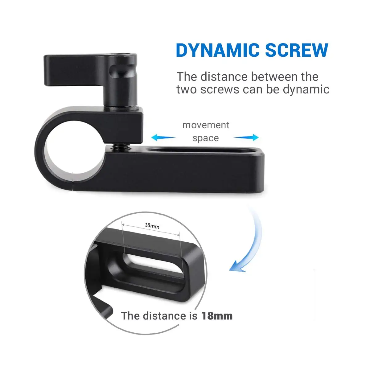 Single 15mm Rail Clamp Mount Rod Clamp with Long Hole on Plate/Cage/Handle for R