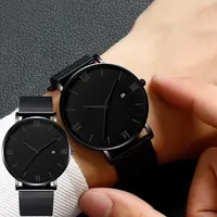 Fashionable business men's watch ultra-thin mesh belt Roman pattern trendy simple men's and women's quartz watch 1