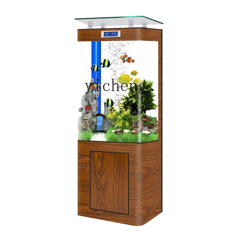 

YY Fish Tank Living Room Home Square Bottom Filter Change Water Fish Globe Floor Aquarium