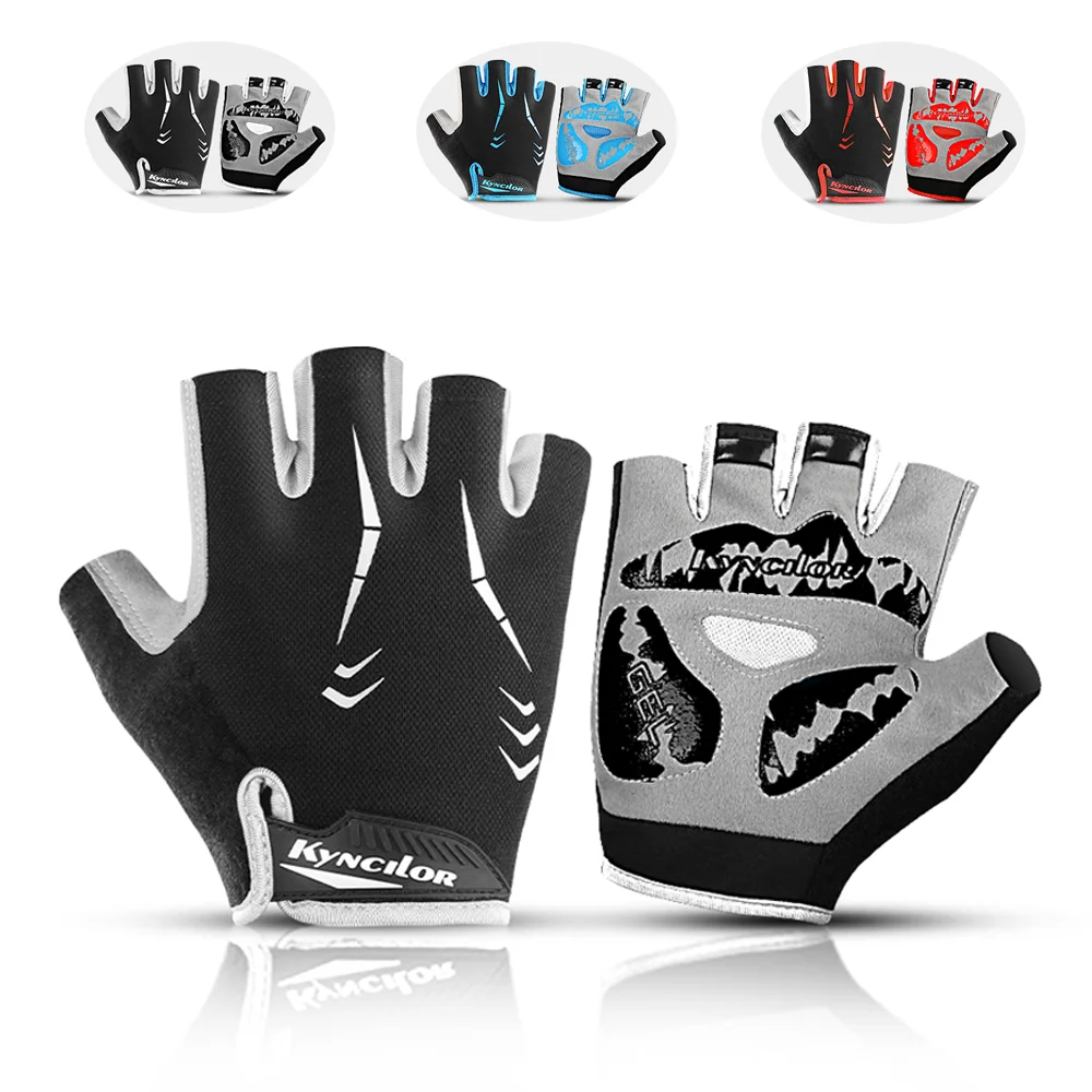 Half Finger Cycling Gloves Black Breathable Wear Resistant Thicken Shockproof Pads Nonslip MTB Bike Motorbike Gloves Men