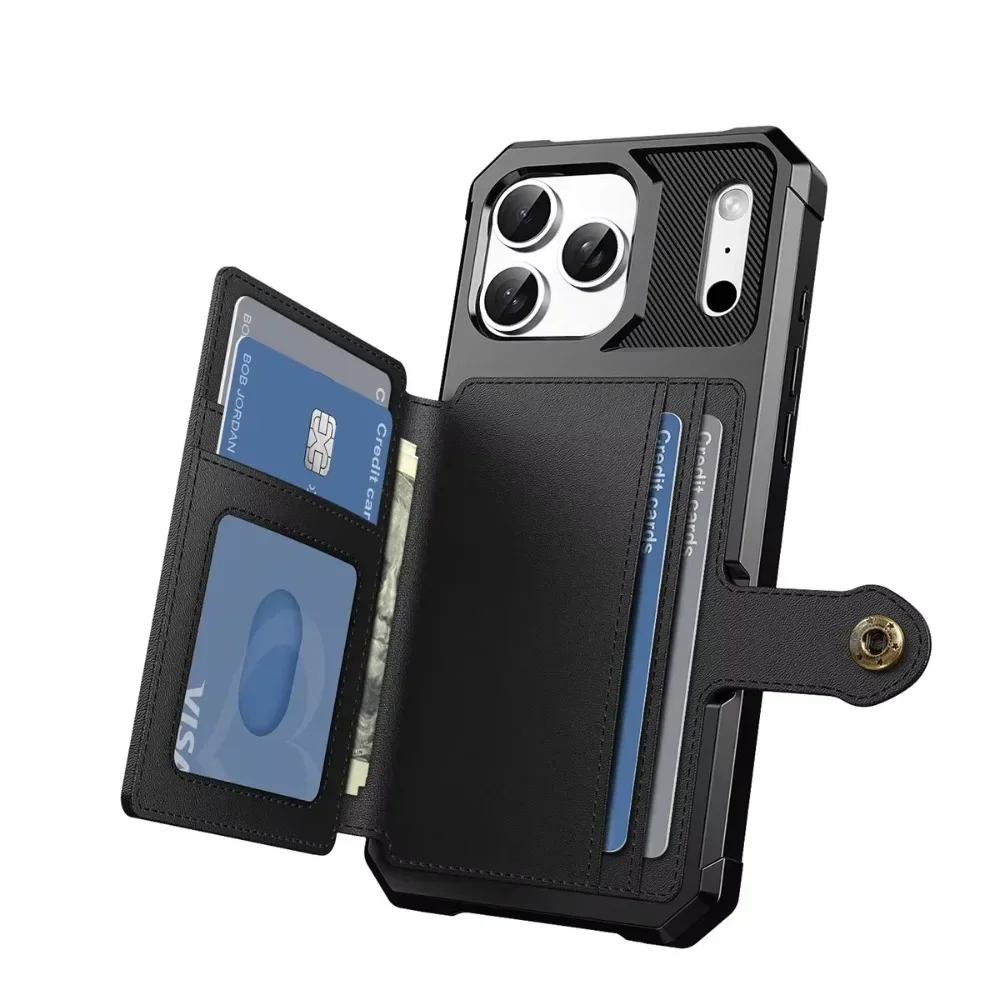 Wallet Phone Case Card Holder for Apple IPhone 17 Air 16E 16 15 14 Plus 13 12 Pro Max Hybrid Rubber Bumper Back Flip Cover