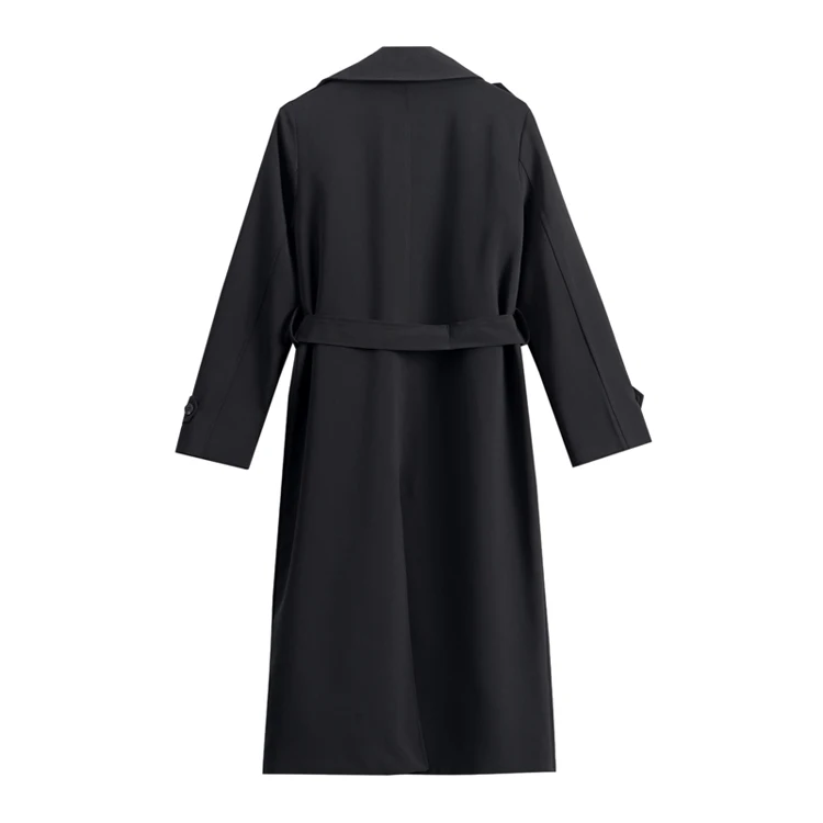 Brand New Fashion Long Black Trench Coat For Women With Belt Waterproof Duster Coat Cloak Lady Female Outerwear Spring Autumn black puffer