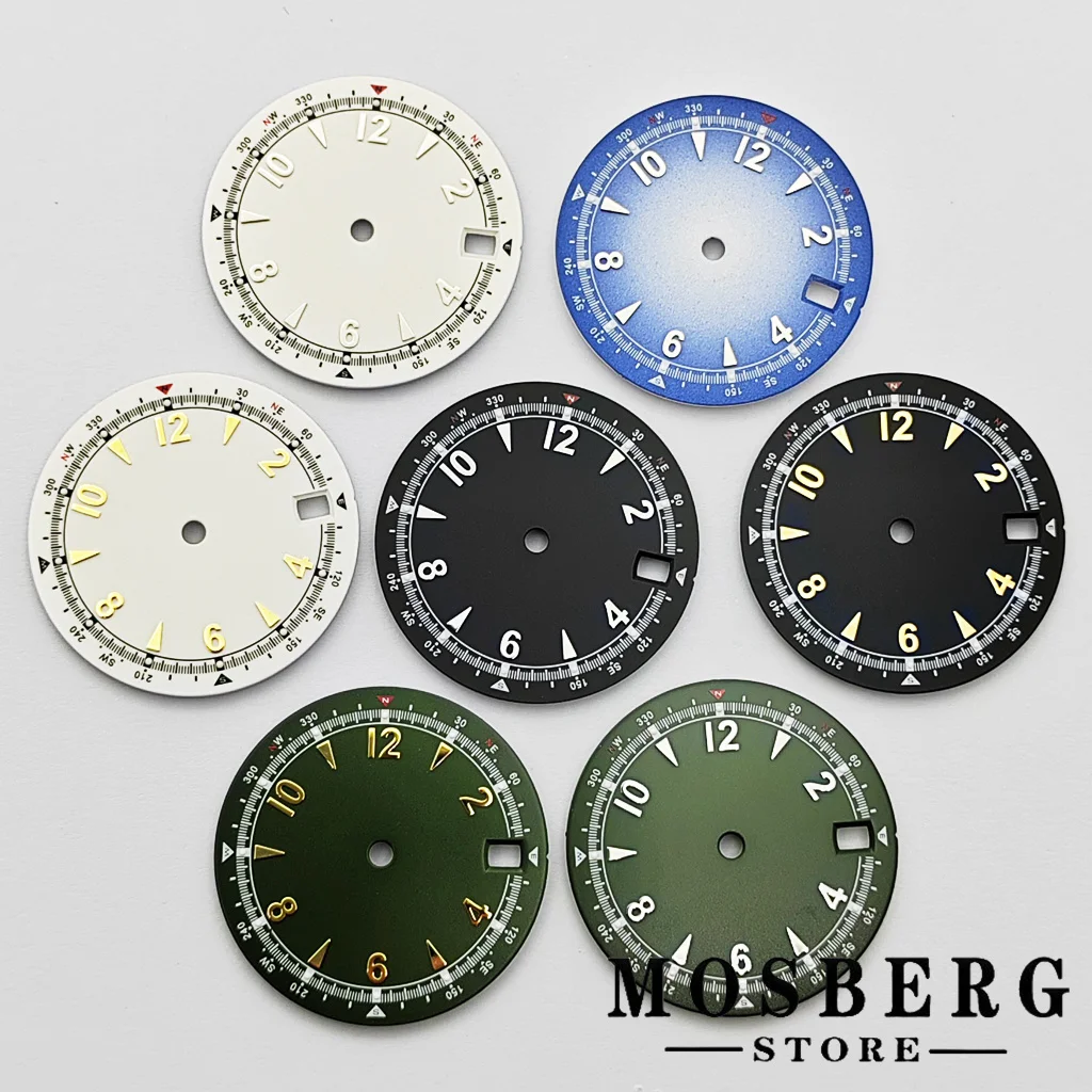 Green Luminous Watch Dial with Date Window - Black/Blue