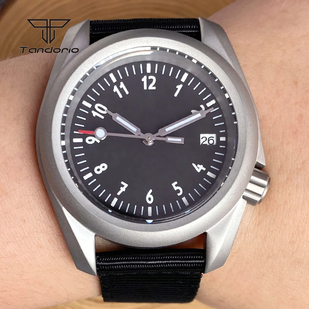 

Tandorio Sapphire Crystal NH35A 40mm Men's Automatic Watch Date 3.8 Crown Dive Mechanical Wristwatch 20BAR Brushed Case Luminous