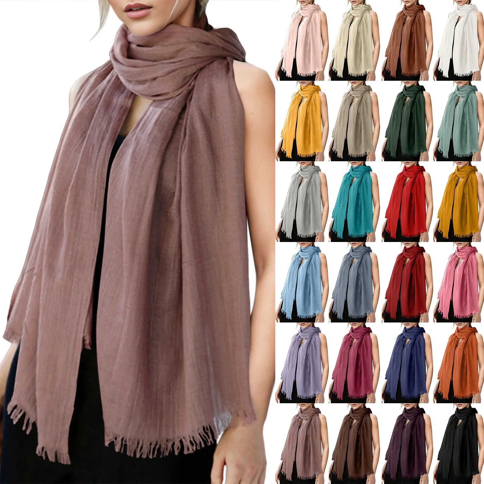 

Boho Cotton Linen Scarf For Women Long Headband Thin Scarves Soft Shawl Foulard Viscose Spring Female Wrap Shawls Muslim Hijabs