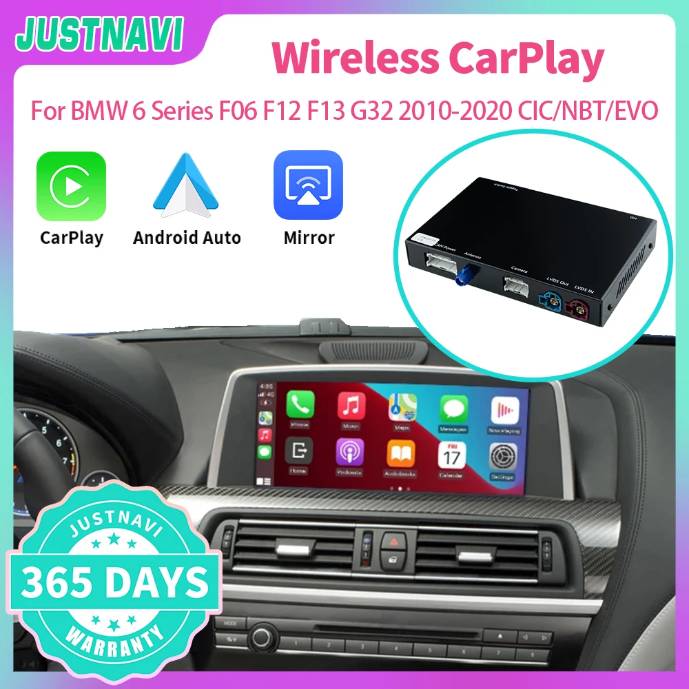 

JUSTNAVI Wireless CarPlay For BMW 6 Series F06 F12 F13 G32 2010 - 2020 CIC NBT EVO System With Android Auto Mirror Link AirPlay