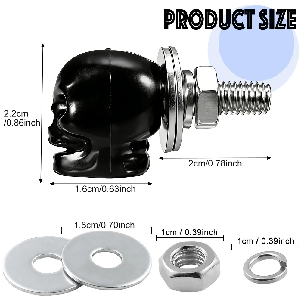 Set of 4 Gothic Skull License Plate Screws