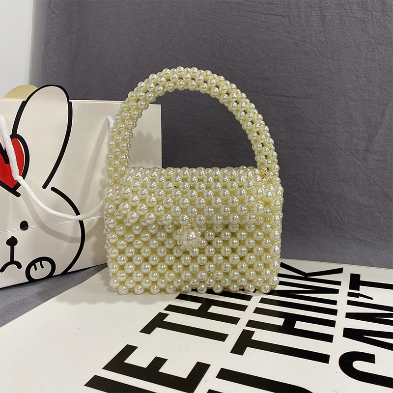 Niche Design Handmade Pearl Hollow Women Party Daily Bag 2022 New Chain High Quality Ins Mini Shoulder Underarm Messenger Purse