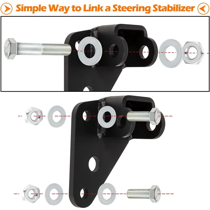 8007 Steering Stabilizer Relocation Bracket Replacement Parts Fit for 2007- Wrangler JK JKU 14 PCS