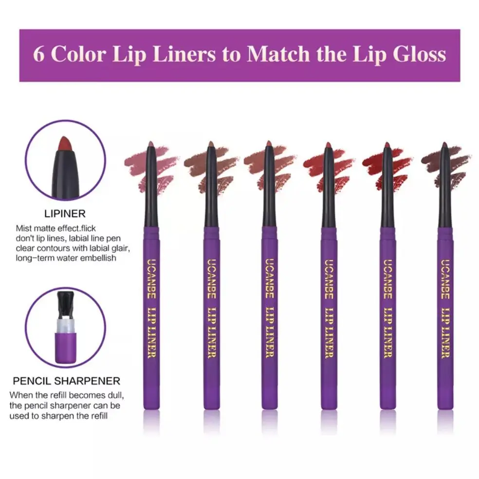 Lady's Night Lip Makeup Sets 6pcs Matte Liquid Lipstick 6pcs Lip Liners Pencil 1PC Primer Waterproof Gloss Kit lip makeup set