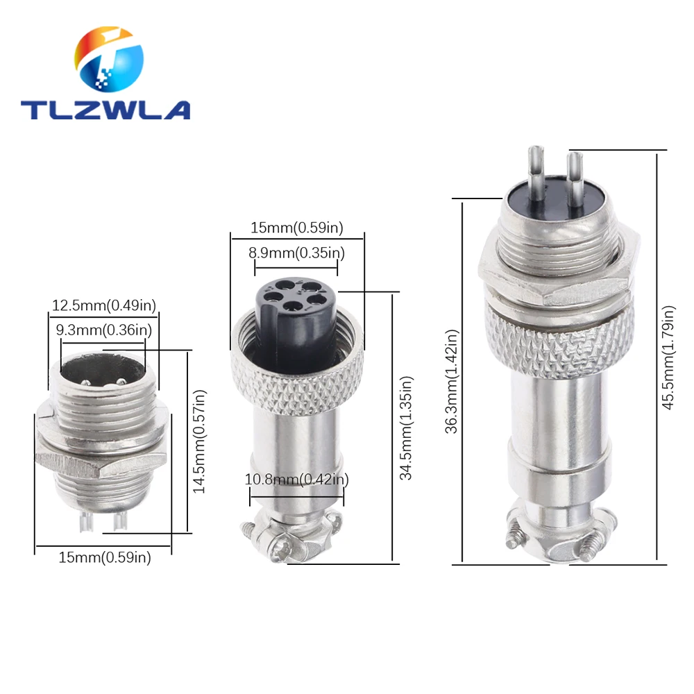 Wire Connector Terminals Wire Connector Electrical Connectors Electrical Connector Cable Connector 1Set GX12 2/3/4/5/6/7 Pin Male + Female 12mm L88-93 Circular Aviation Socket Plug Wire Panel Connector with Plastic Cap Lid