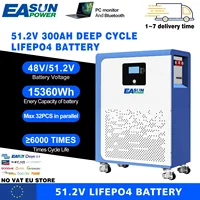 Batterie lithium EASUN 48V 100Ah 300Ah 15Kwh avec BMS Bluetooth, 6000+ cycles de vie, LiFePO4, stockage d'énergie pour l'UE 1