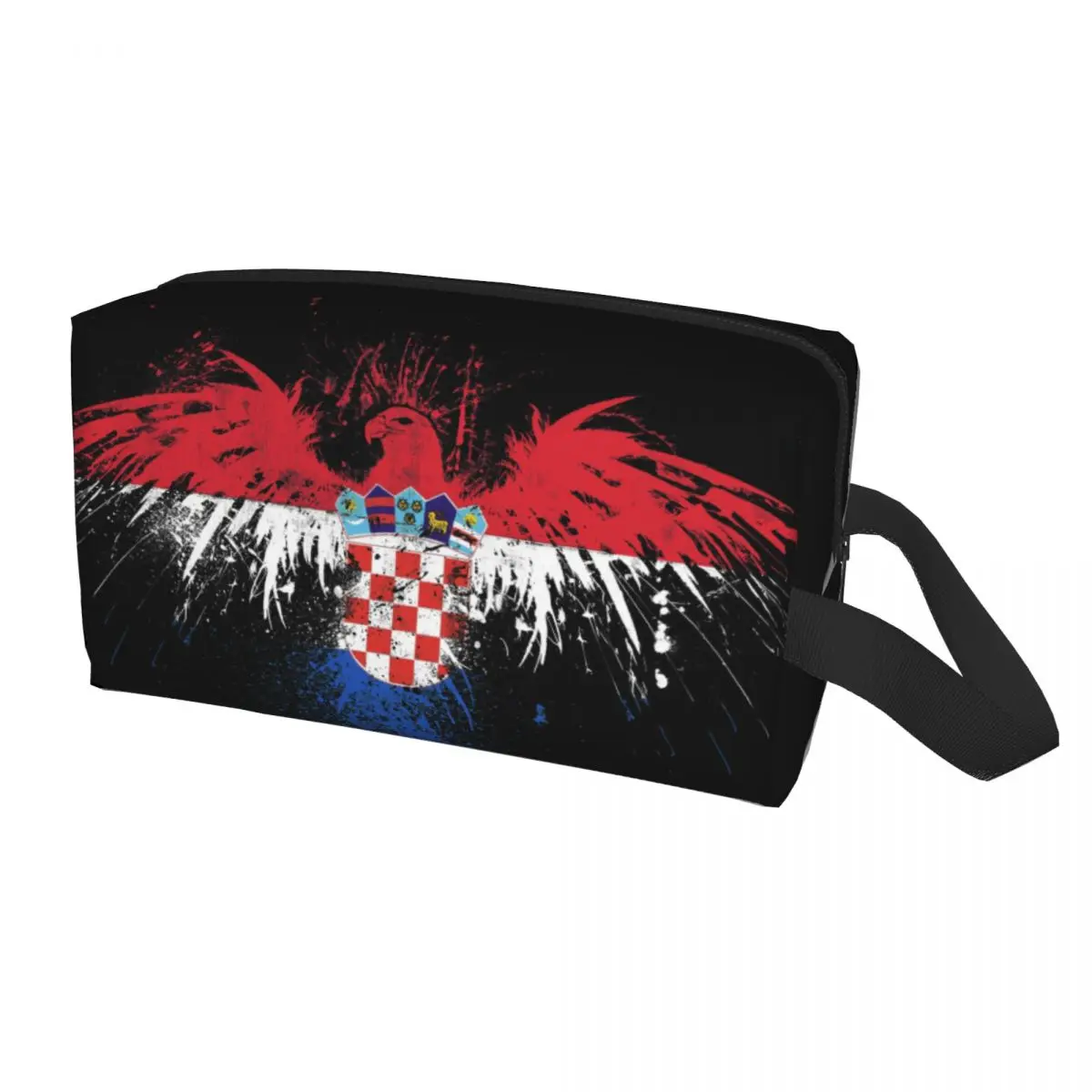 

Custom Flag Of Croatia Toiletry Bag Women Croatian Patriotic Cosmetic Makeup Organizer Ladies Beauty Storage Dopp Kit Box