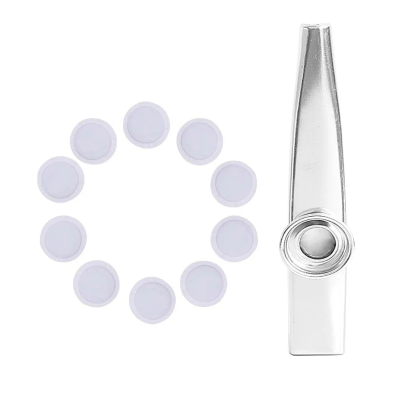 Metal Kazoo with 10 Flute Membranes Mouth Kazoo Musical Instruments Good Companion for Ukuleles, Violin, Guitar,Piano