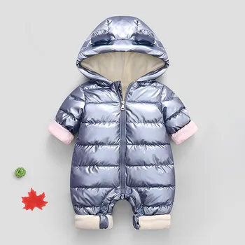 Infant Boy Girl Warm Thick Romper Jumpsuit Hooded Snowsuit Coat Kids Clothing 2024 Overalls Baby Clothes Winter Velvet Newborn 2