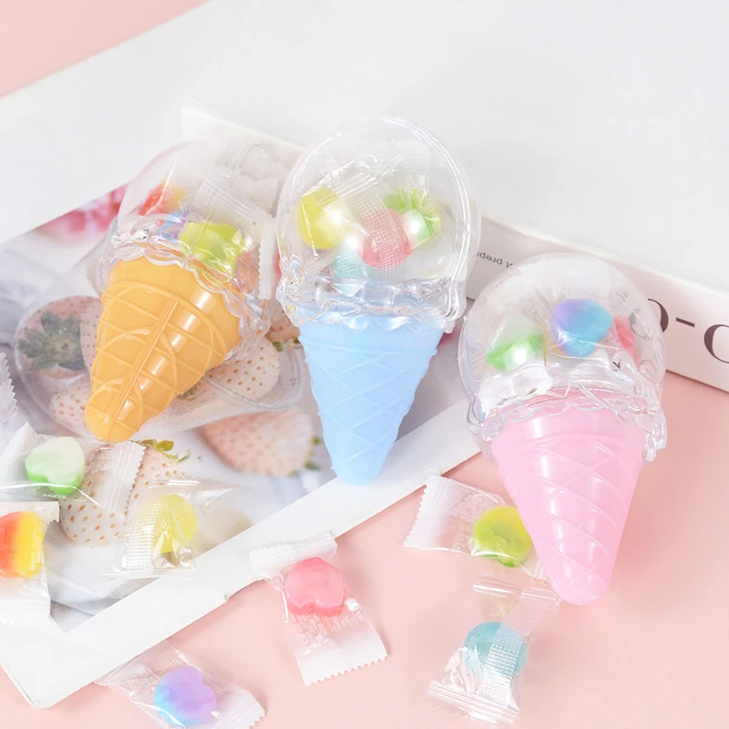 8pcs Creative Ice Cream Shape Candy Box Plastic Transparent Sweet Cone Gift Boxes Baby Shower Wedding Birthday Party Favors